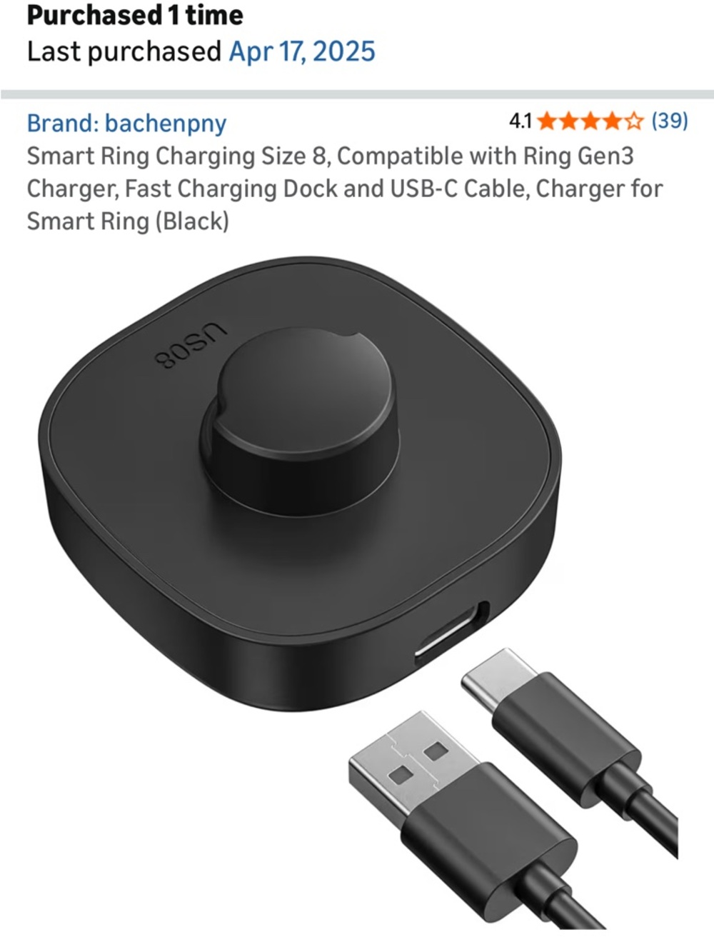 Smart Ring Charger Dock in Black